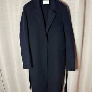 Sandro Classic Dark Navy Wool Coat